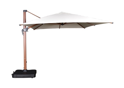 [100602021] Parasol rectangulaire Igris 300x400 cm avec pied latéral et base rechargeable de 150 kg.