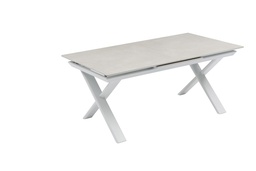[100301097] Mesa extensible Carson 100x180/240 cm aluminio blanco top mesa porcelánico gris