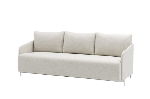 [100202107] Corfu 3-seater sofa in white aluminium and beige fabric.