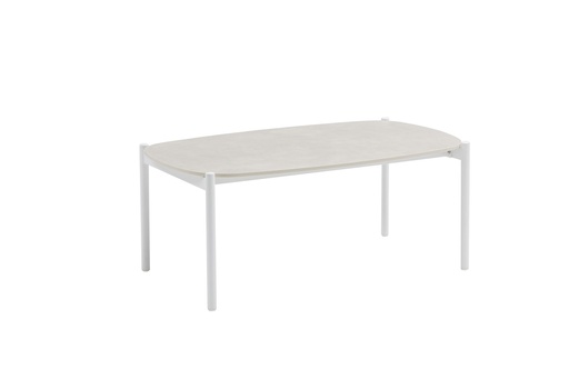 [100302077] Mesa de centro Corfu em alumínio branco e porcelana cinza.
