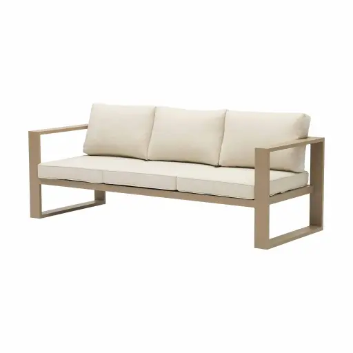[100202113] Sofá 3 plazas Niland aluminio taupe y cojinería Beige