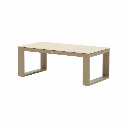 [100302080] Mesa de centro Niland aluminio taupe y porcelanico beige