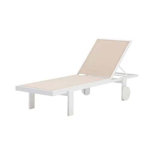 [100501813] Tumbona Lyngen aluminio blanco y textilene taupe