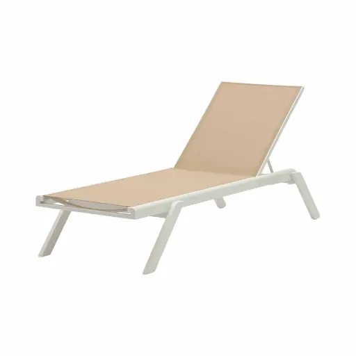 [100501816] Tumbona Alameda aluminio Blanco y textilene taupe