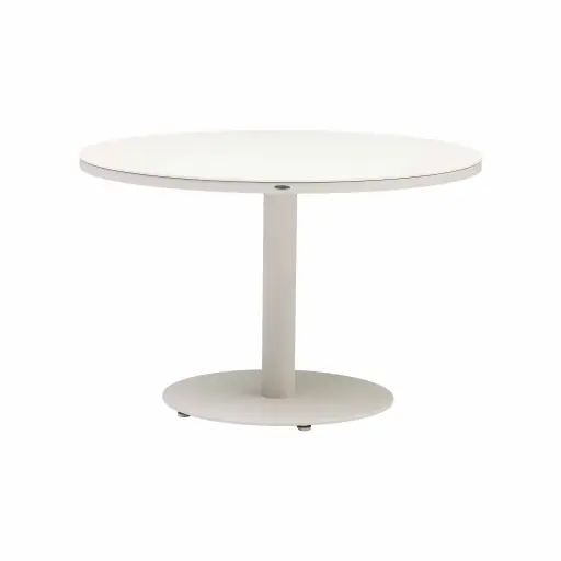 [100301102] Mesa redonda Zermatt Ø120cm aluminio tapioca y top porcelanico Barroc greige