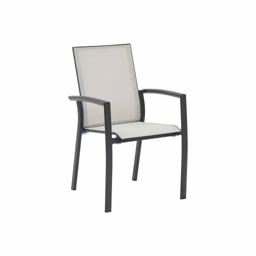 [100101101] Sillon de comedor Syme aluminio Antracita y textilene gris claro