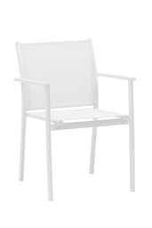 [100101012] Adin dining chair in aluminium and white textilene