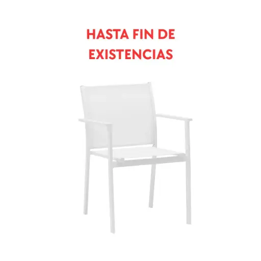 [100101012] Adin dining chair in aluminium and white textilene