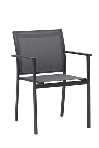 [100101014] Adin dining chair in aluminium and anthracite textilene