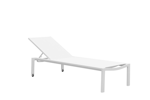 [100501003] Bain de soleil Bangor aluminium blanc et textilène blanc