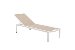 [100501004] Bangor white aluminium and taupe textilene sun lounger