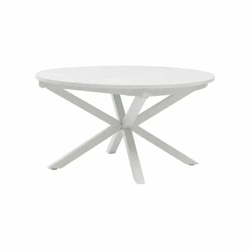 [100301112] Mesa redonda extensible Hanoi Ø140/200cm aluminio blanco