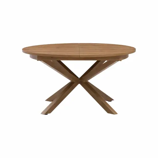 [100301113] Mesa redonda extensible Hanoi Ø140/200cm aluminio woodfeel efecto teca