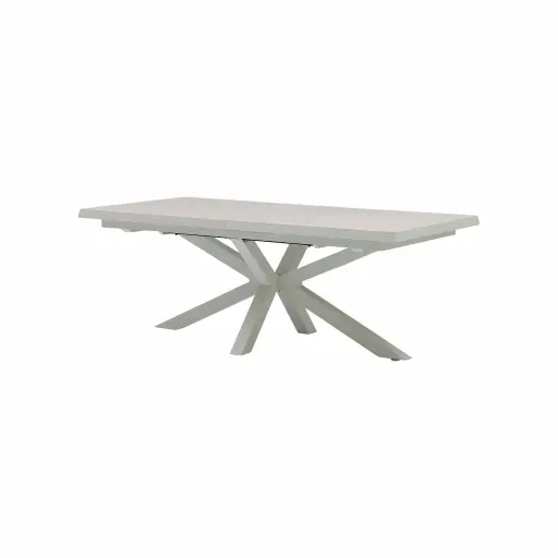 [100301116] Mesa rectangular Narvik 100x205/265cm aluminio blanco y top Barroc-cave.
