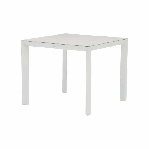 [100301108] Mesa cuadrada Syme 90x90cm aluminio blanco y top Barroc-cave 