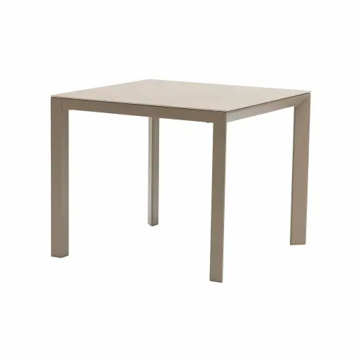 [100301106] Mesa cuadrada Syme 90x90cm aluminio taupe y Top Top Barroc sand
