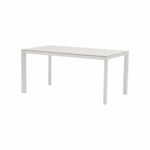 [100301104] Mesa rectangular Syme 160x90cm aluminio blanco y top Barroc-cave 