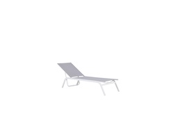 [100501009] Galt sun lounger in white aluminium and light grey textilene