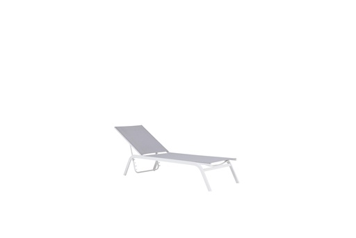 [100501009] Galt sun lounger in white aluminium and light grey textilene