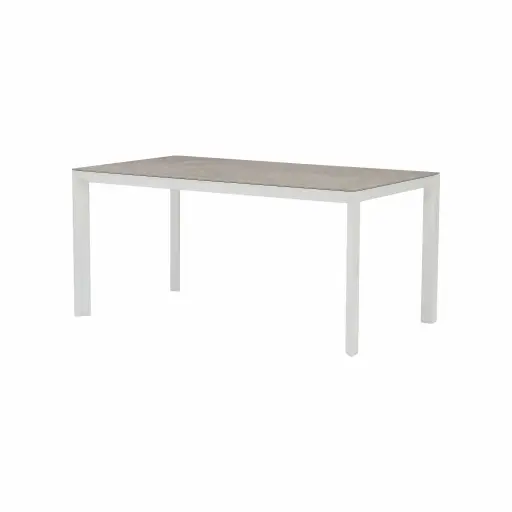 [100301121] Mesa rectangular Syme 160x90cm aluminio blanco y top Barroc grey