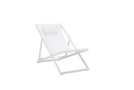 [100501013] Chaise longue Davis en aluminium et textilène blanc