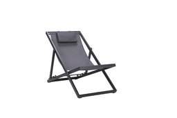 [100501016] Chaise longue Davis en aluminium et textilène anthracite
