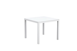 [100301015] Dining table Adin 90*90 white aluminium white glass