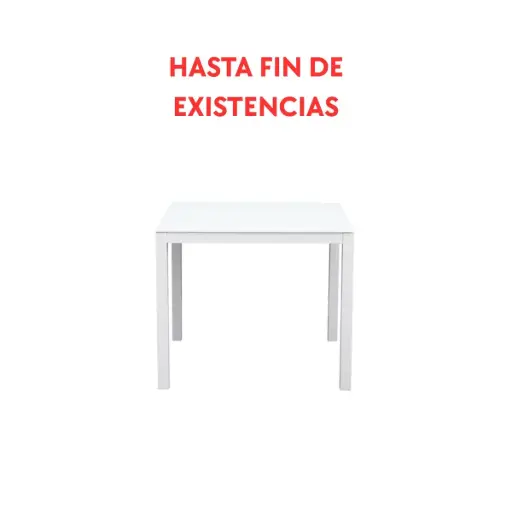 [100301015] Mesa de comedor Adin 90 x 90 cm aluminio y cristal blanco