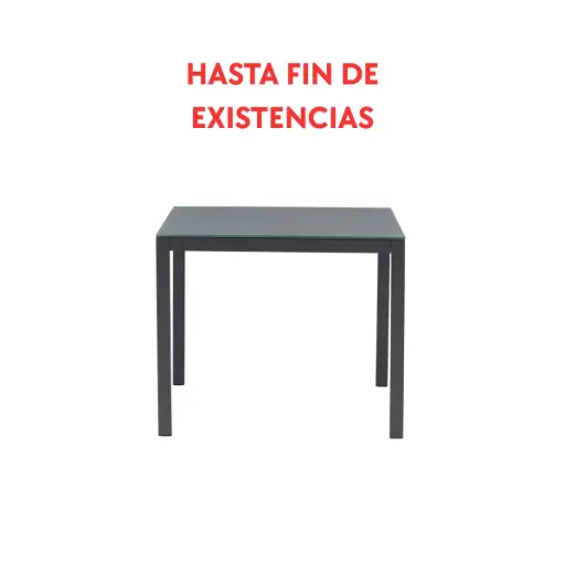 [100301018] Adin dining table 90 x 90 cm aluminium and anthracite glass