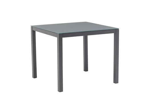 [100301018] Mesa de jantar Adin 90 x 90 cm em alumínio e vidro antracite