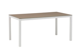 [100301020] Dining table Adin 160*90 cm white aluminium and taupe glass
