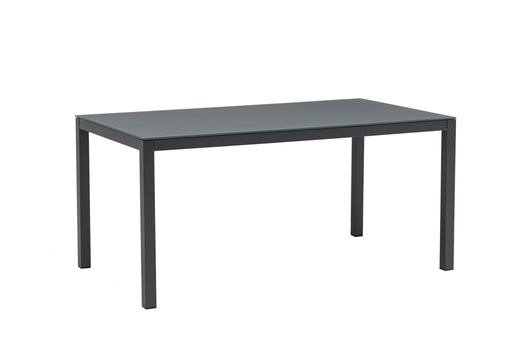 [100301022] Table de salle à manger Adin 160  x 90 cm aluminium et verre anthracite