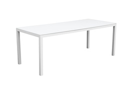 [100301023] Mesa de jantar Adin 200*90 cm em alumínio e vidro branco