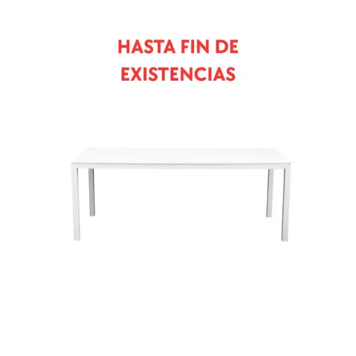 [100301023] Mesa de jantar Adin 200 x 90 cm em alumínio e vidro branco