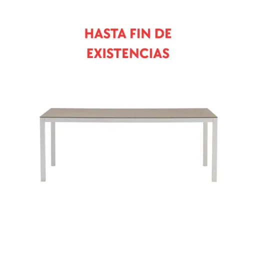 [100301024] Adin dining table 200 x 90 cm white aluminium taupe glass