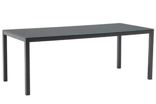 [100301026] Table de salle à manger Adin 200 x 90 cm aluminium et verre anthracite