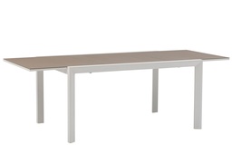 [100301028] Extending leaf table ORICK 100*150/225 cm white aluminium and taupe glass