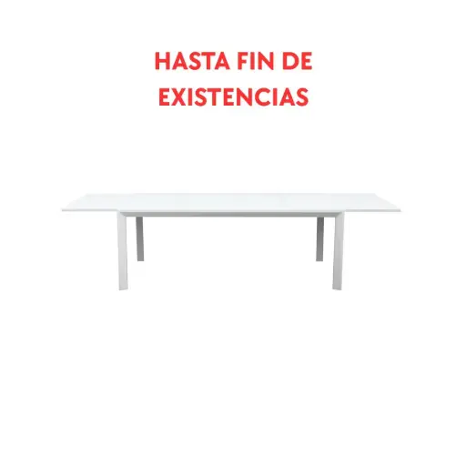 [100301031] Mesa extensible ORICK 100 x 200/300 cm aluminio y cristal blanco