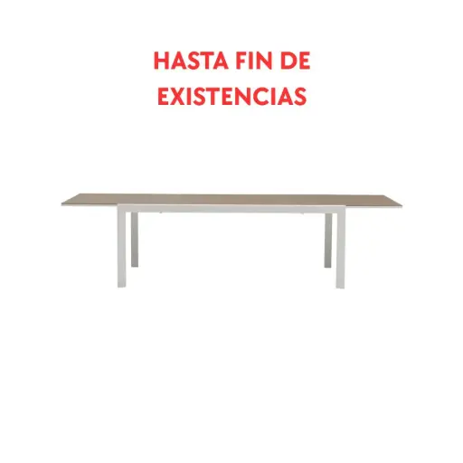 [100301032] Mesa extensível ORICK 100 x 200/300 cm em alumínio branco e vidro taupe