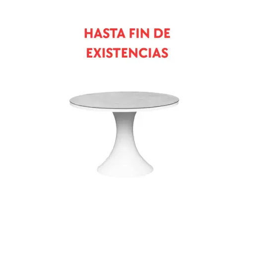 [100301035] Mesa de comedor Jenner 110 cm aluminio blanco y top cristal cerámico gris claro