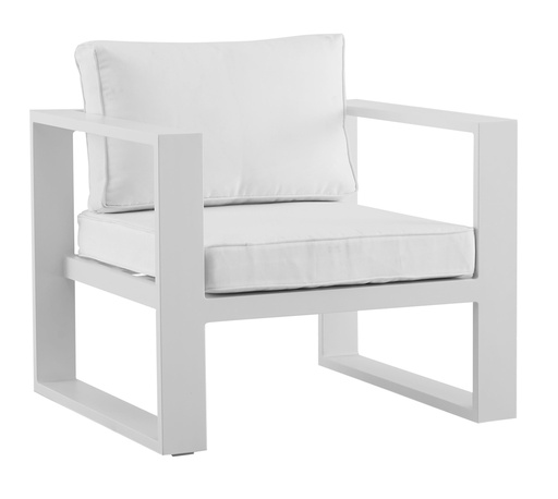 [100202018] Sofa 1 plaza Niland aluminio blanco y cojineria blanca