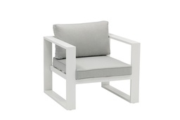 [100202019] 1 seater sofa Niland white aluminium and light grey cushions