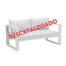 [100202020] 2 seater sofa Niland aluminium and white cushions