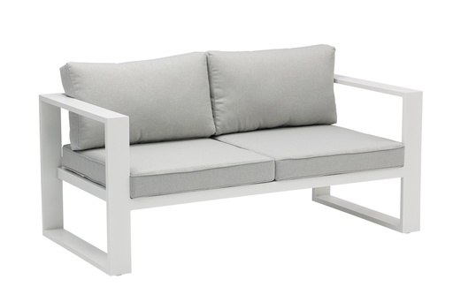 [100202021] Sofa 2 plazas  Niland aluminio blanco y cojineria gris claro