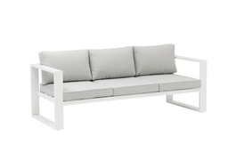 [100202023] 3 seater sofa Niland white aluminium and light grey cushions
