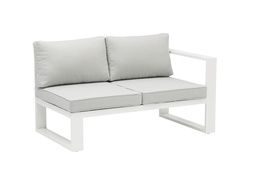 [100202024] Niland two-seater module with white aluminium right arm and light grey cushions.