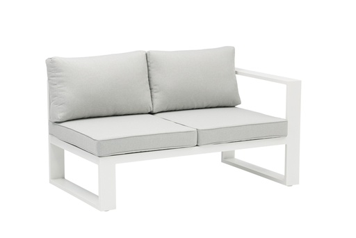 [100202024] Niland 2-seater module with right arm (VF), white aluminum and light grey cushioning.
