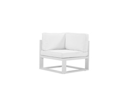 [100202030] Niland corner module in aluminium and white cushions.