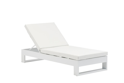 [100501017] Niland sun lounger, aluminum and white nautical fabric
