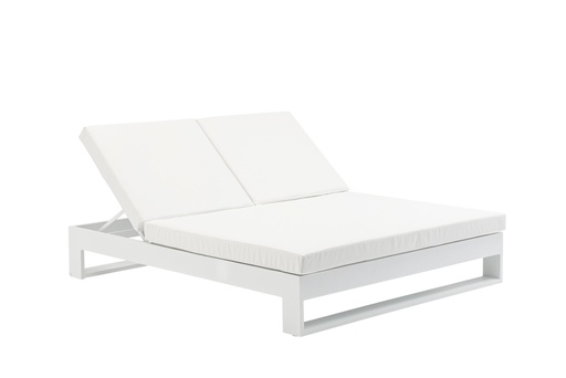 [100502007] Chaise longue Niland, en aluminium blanc et tissu nautique blanc.